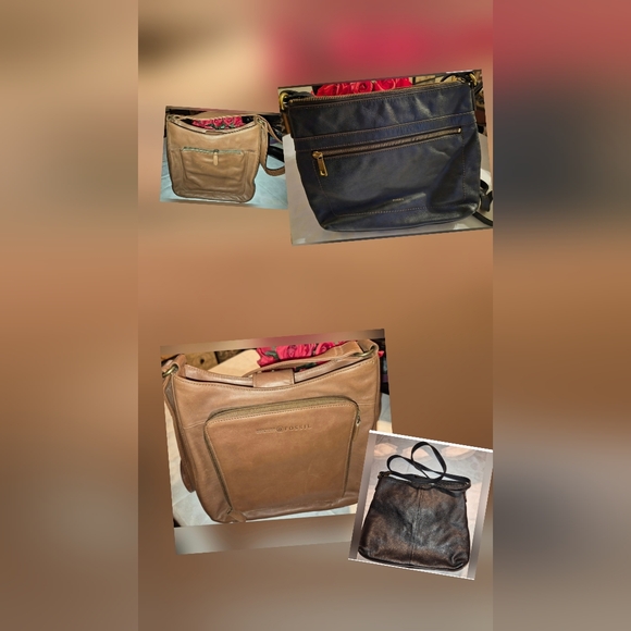 Fossil Handbags - Lot Of 2 FOSSIL Leather Shoulder Bags 10"x8.5, Great Shape, Brown & Black